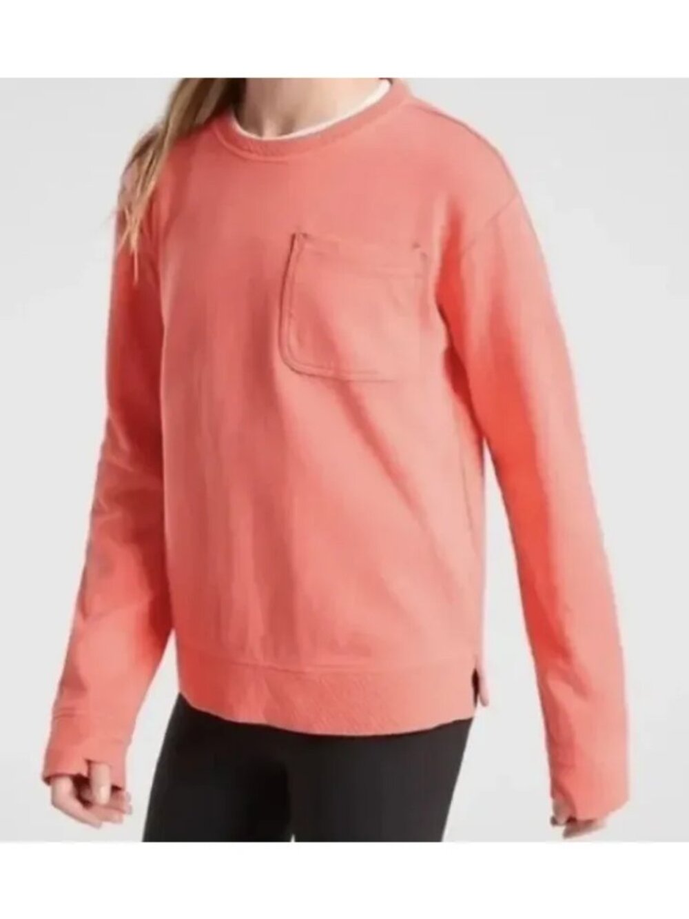 Athleta Girl Coral-Orange Sweatshirt, Size 12